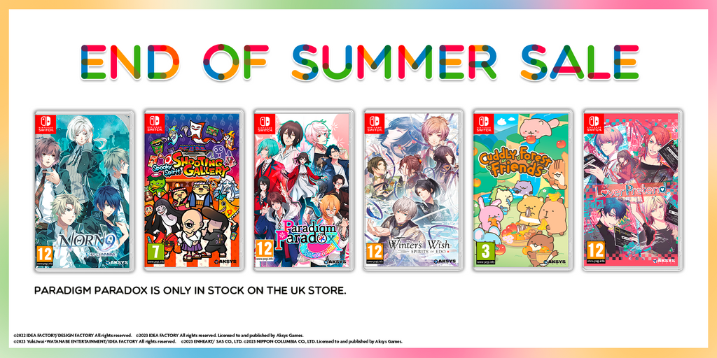 End of Summer Sale on the Aksys EU Online Store! Multiple otome titles on offer!